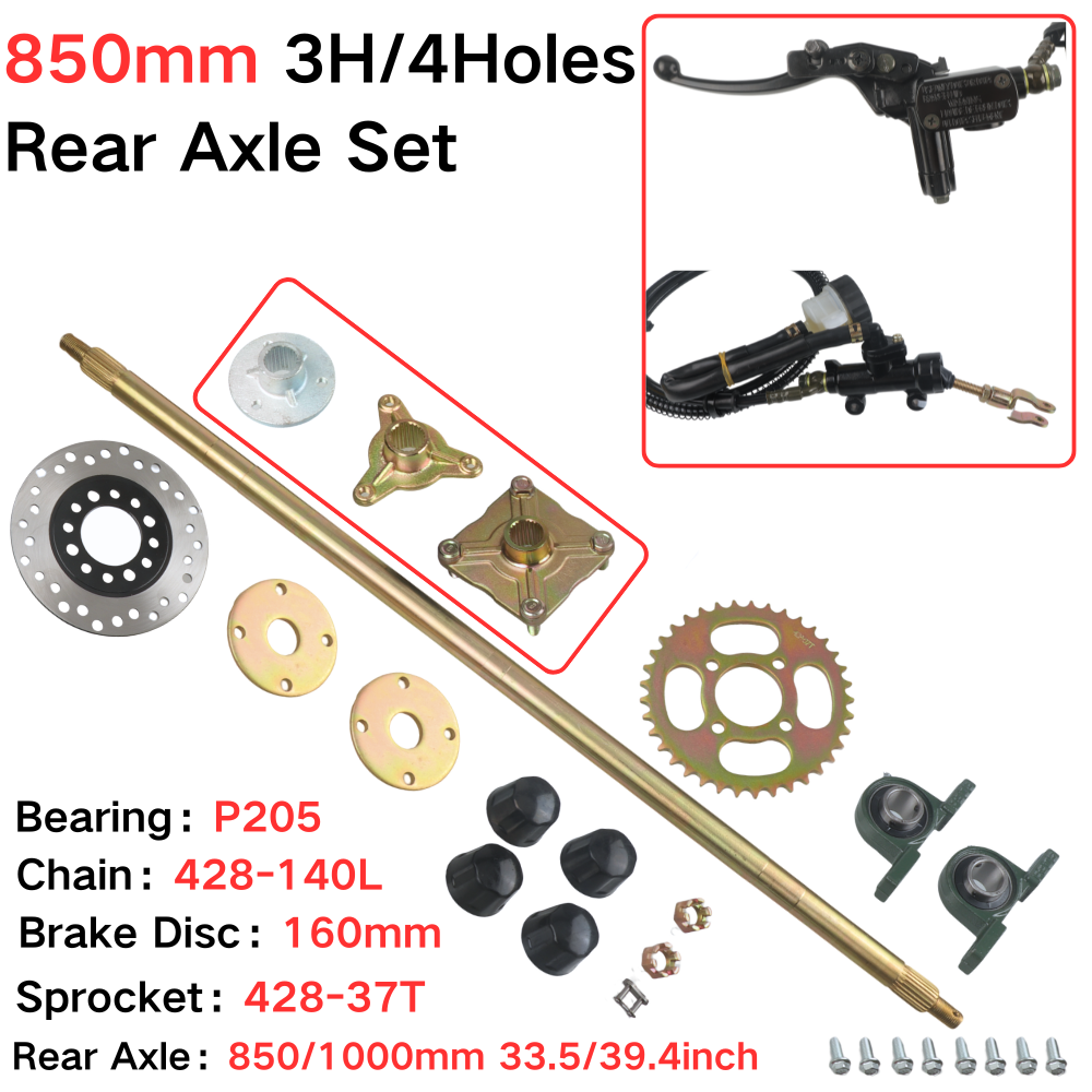 Sprocket - 850-mm-Hinterachsen-Komplettset mit 428 # 140L Kette