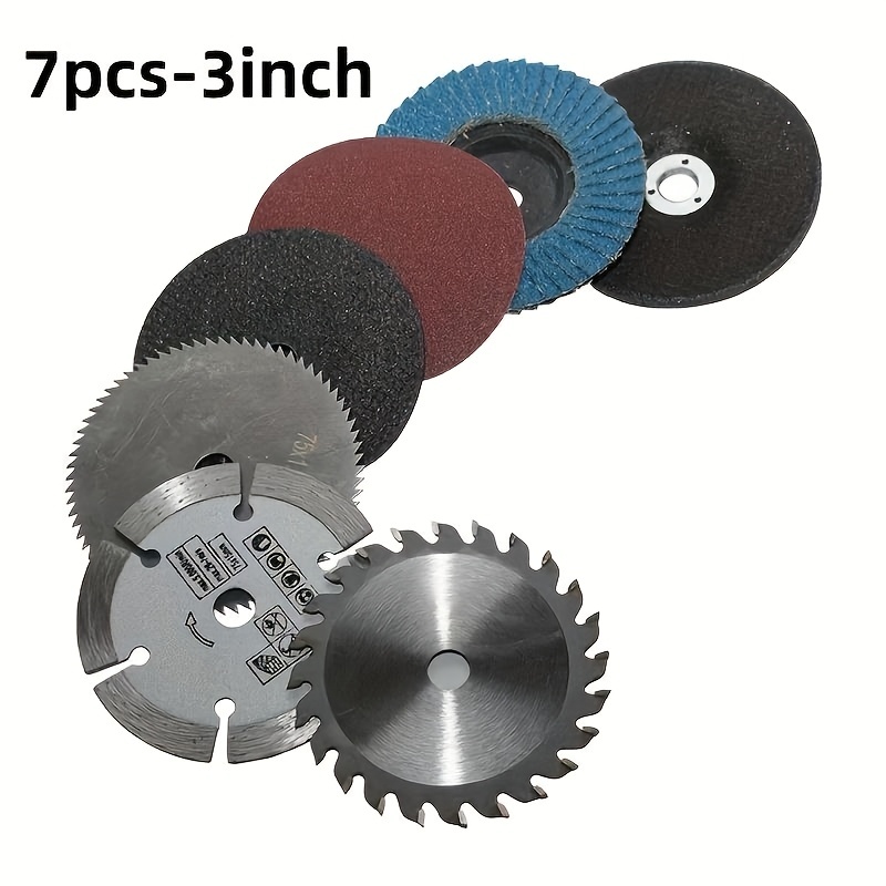 Steel Chain - 7-teiliges Procut 3-Zoll-Kreissägeblatt-Set mit 75-mm-Schleifscheibe -