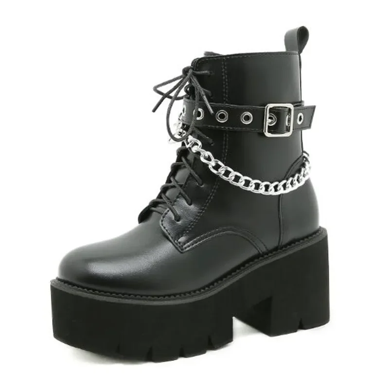 Motorcycle Chain - Luxus Motorrad Stiefel Frauen Herbst Metall