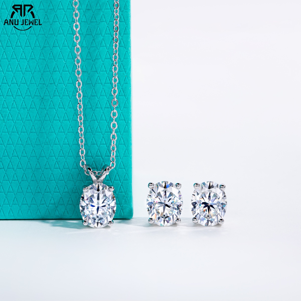 Ansi Chain - AnuJewel 2–5 ct ovale Moissanit-Halskette, 0,5–3