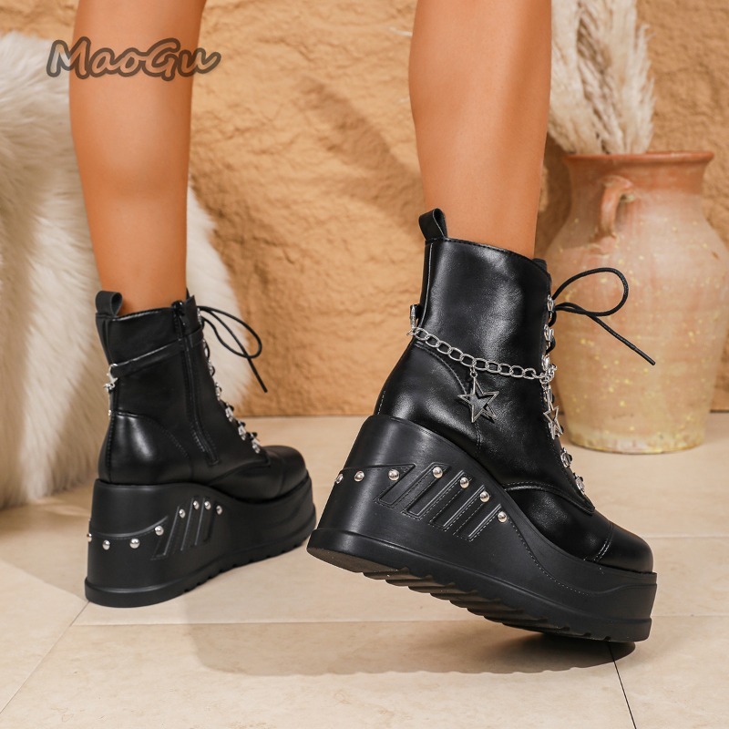 Damen-Stiefeletten mit hoher P – Motorcycle Chain Bewertung und Preis