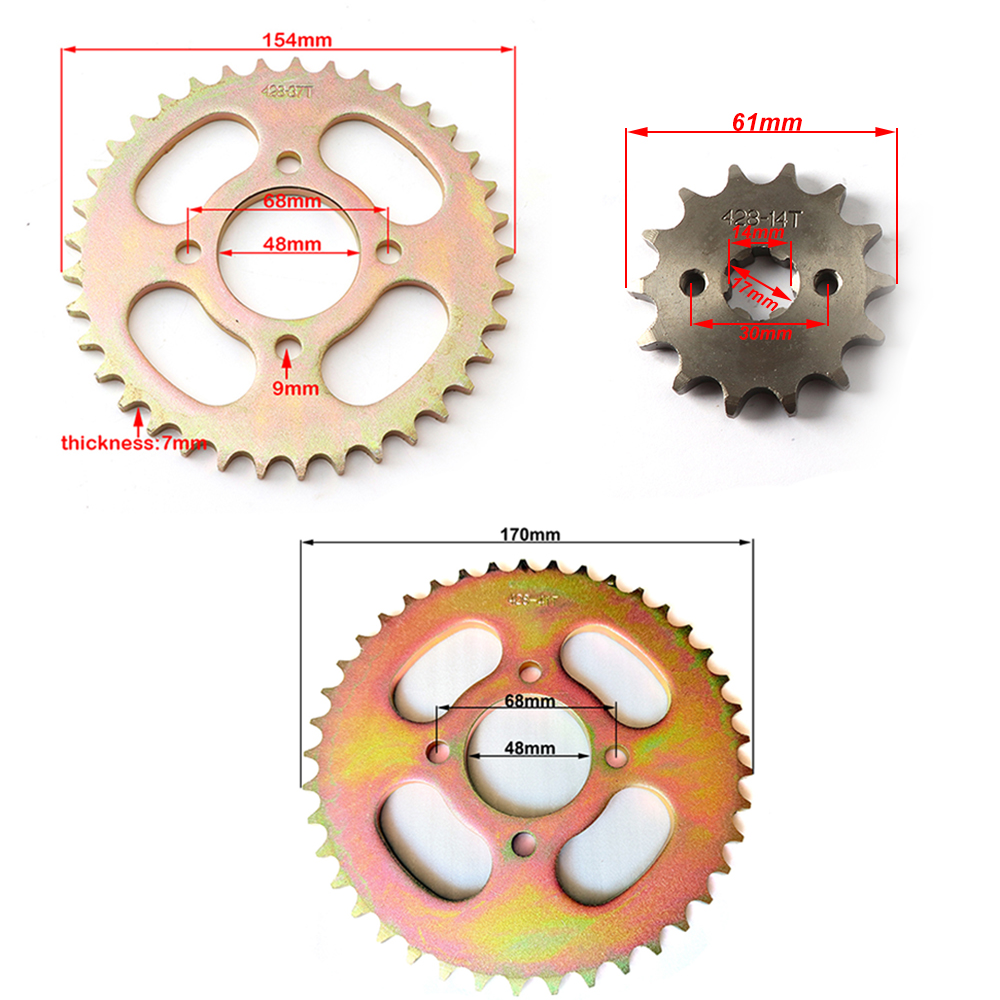 ATV 428 Ritzel vorne hinten 11 – 428 Chain Bewertung und Preis