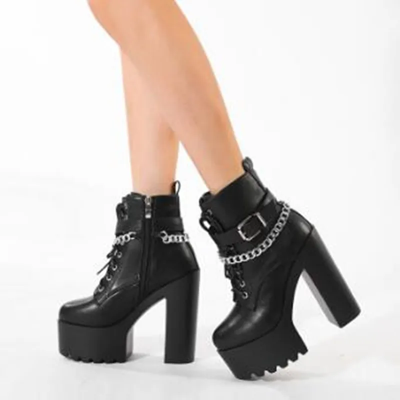 NEUE Gothic Schnalle Stiefelet – Motorcycle Chain Bewertung und Preis
